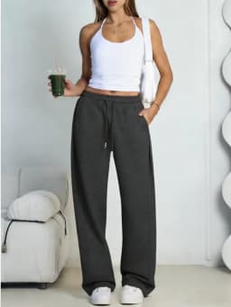 2026 New Harajuku Wide Leg Sweatpants Women Streetwear Baggy Oversize Gray Sports Pants Woman Drawstring Casual Joggers Trousers