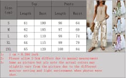 Women Casual 2 Piece Outfit Sleeveless Tank Top + Leaf Print Wide Leg Pants Set Summer Vacation Loungewear