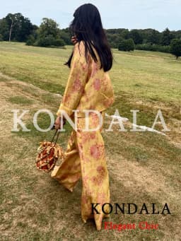 KONDALA Women Elegant Vintage Printed Pants Set Rope Buttons Shirts,Long Pants 2026 Spring Early Fall Holiday High Street Set
