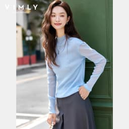VIMLY Sweaters for Women Stand Neck Casual Knitted Ladies Sweater Autumn 2026 Long Sleeve Strecth Loose Female Pullovers A2528