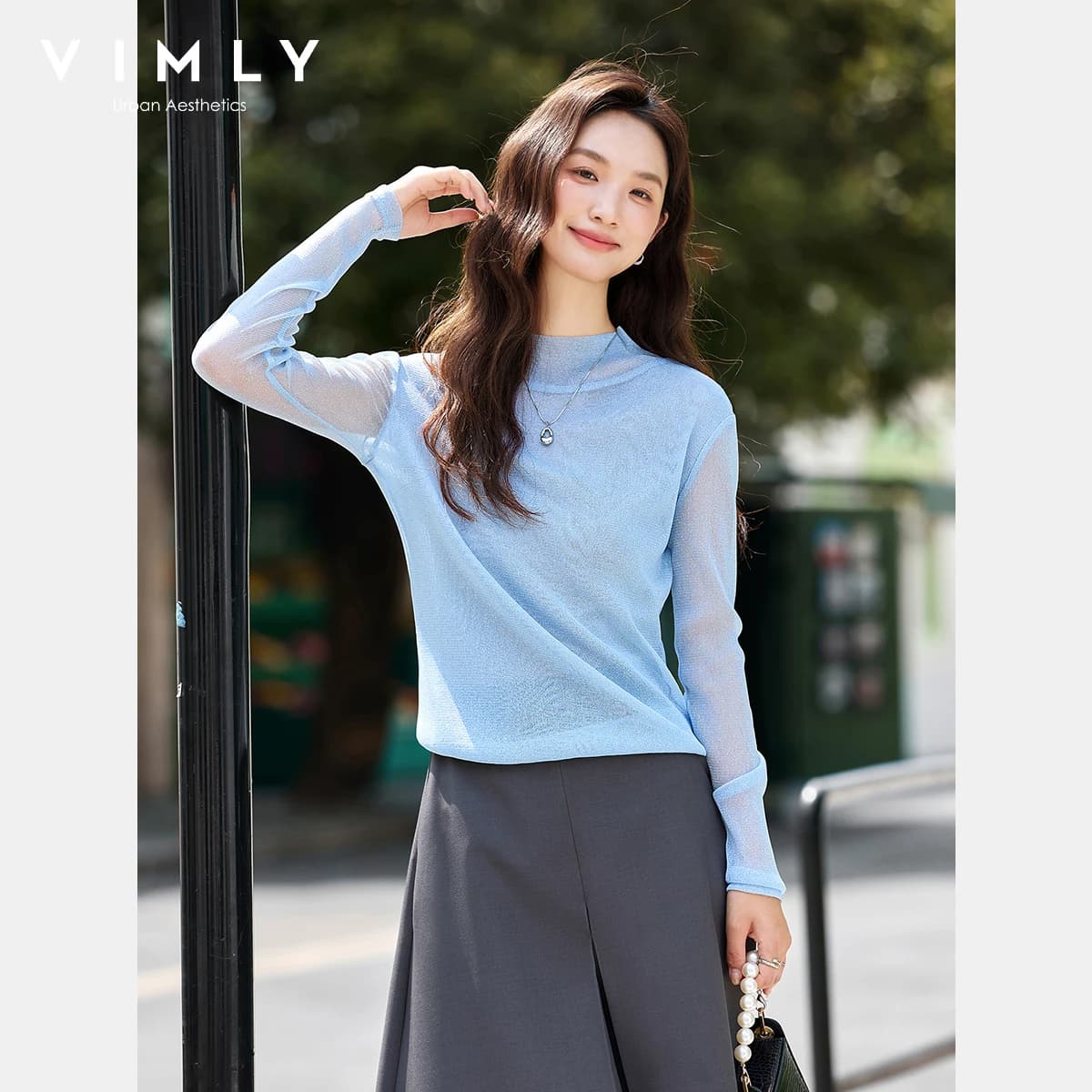 VIMLY Sweaters for Women Stand Neck Casual Knitted Ladies Sweater Autumn 2026 Long Sleeve Strecth Loose Female Pullovers A2528
