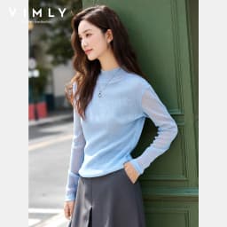 VIMLY Sweaters for Women Stand Neck Casual Knitted Ladies Sweater Autumn 2026 Long Sleeve Strecth Loose Female Pullovers A2528