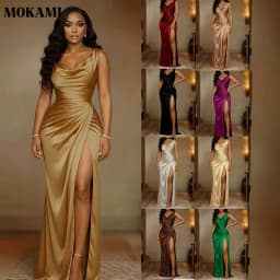 2026 Summer New Women Solid Color Bodycon Dress V Neck Sleeveless Split Hem Elegant Party Banquet Evening Formal Dress