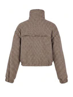 Fall/Winter 2026 New Arrivals: Women's Spring/Fall Casual Houndstooth Cropped Jacket—Fashionable Street Style