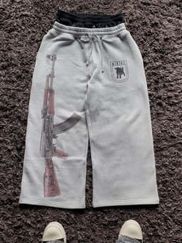 European and American Embroidered Street Couple Double Head Double Waist Pants Personalized Printed Pattern Pants