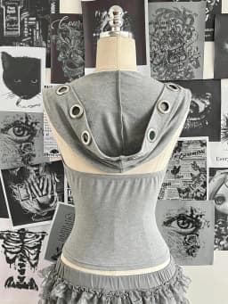 Women Sleeveless Hooded Eyelet Ring Cowl Neck Slim Crop Tank Top 2026 Gothic Y2K Streetwear Grunge Halter Camisole