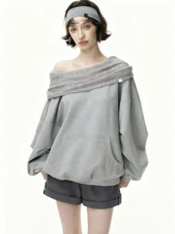 Autumn Knitwear Hooded Casual Oversize Pullovers Women Dual-wear Designer Fashion Off Shoulder Sweater Spring Loose Outwear