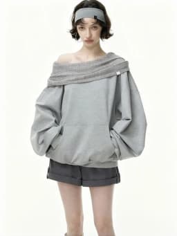 Autumn Knitwear Hooded Casual Oversize Pullovers Women Dual-wear Designer Fashion Off Shoulder Sweater Spring Loose Outwear