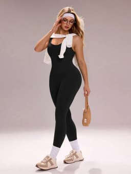 Crisscross Backless Seamless Yoga Jumpsuit Butt Lifting Tummy Control Sleeveless Fitness Workout One Piece Bodysuit