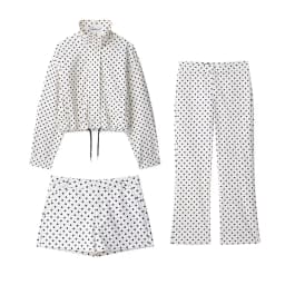 HH Woman Autumn Long Sleeves Turtleneck Zipper With Pockets Drawstring Casual Coats Women Fashion Polka Dot Printed Jacket