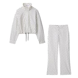 HH Woman Autumn Long Sleeves Turtleneck Zipper With Pockets Drawstring Casual Coats Women Fashion Polka Dot Printed Jacket