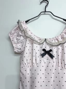 Women Summer Korean Fashion Sweet Bow Tops Vintage Cute Y2K Polka Dot Print Slim Fit Japan Lace Shirt Short Sleeve 2000s Clothes
