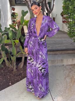 Nibber Lantern Sleeve Tiger Stripe Print Long Dress Woman Autumn Trend Deep V-Neck Sexy Backless Beach Party Elegant Vestidos