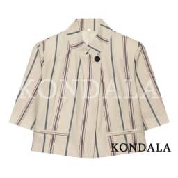 KONDALA Commute Short Sleeve Blazer Women Summer Elegant Stand-up Collar Short Blazer New 2026 Trendy High Street Casual Blazer