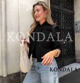KONDALA Commute Short Sleeve Blazer Women Summer Elegant Stand-up Collar Short Blazer New 2026 Trendy High Street Casual Blazer