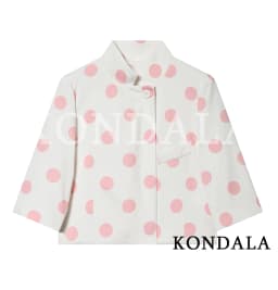 KONDALA Commute Short Sleeve Blazer Women Summer Elegant Stand-up Collar Short Blazer New 2026 Trendy High Street Casual Blazer