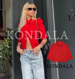 KONDALA Commute Short Sleeve Blazer Women Summer Elegant Stand-up Collar Short Blazer New 2026 Trendy High Street Casual Blazer