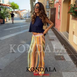 KONDALA Sweet Casual Women Pants Suit Stripe Sleeveless Backless Halter Top Long Zipper Pants Fashion 2026 Summer Fall Boho Suit