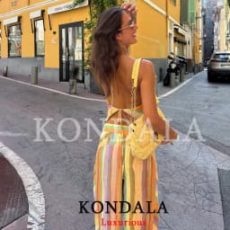 KONDALA Sweet Casual Women Pants Suit Stripe Sleeveless Backless Halter Top Long Zipper Pants Fashion 2026 Summer Fall Boho Suit