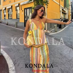 KONDALA Sweet Casual Women Pants Suit Stripe Sleeveless Backless Halter Top Long Zipper Pants Fashion 2026 Summer Fall Boho Suit