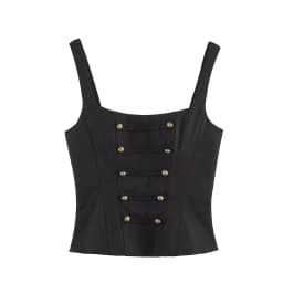 BSAY 2026 Summer New Women Vintage Cargo Camisole Top Square Neck Metal Buttons Sleeveless Slim Cropped Tank Top Y2K Casual Vest