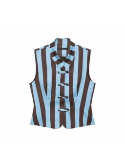 Women Fashion Summer 2026 Women Striped Casual Suit Knots Straight Vest+Zipper Pockets Long Pants Vintage Female Chic Lady Suits