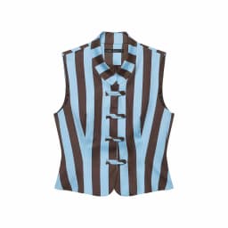 Women Fashion Summer 2026 Women Striped Casual Suit Knots Straight Vest+Zipper Pockets Long Pants Vintage Female Chic Lady Suits