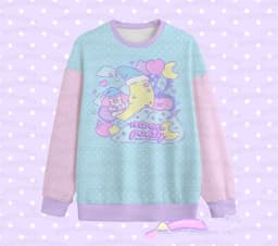 Hurt bear Women's Sweatshirt Cute Kawaii Rainbow Bear Fairy Kei Menhera Yami Kawaii Harajuku Pastel Goth Long Sleeve T-shirt Top