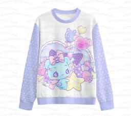Hurt bear Women's Sweatshirt Cute Kawaii Rainbow Bear Fairy Kei Menhera Yami Kawaii Harajuku Pastel Goth Long Sleeve T-shirt Top