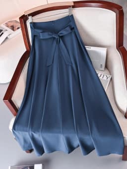 New In Dresses Solid Color A-line Skirts for Woman Clothing High Elastic Waist Long Skirt Women With Bow Elegant Women's Skirts