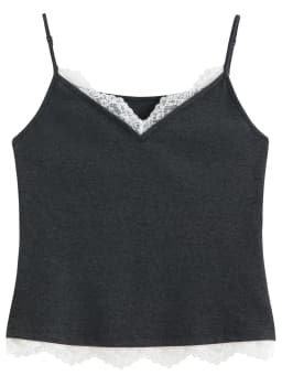 DUSHU 2026 Summer Women's Lace Trim V-Neck Sleeveless Top - Flattering Slim Fit Elegant Camisole for Daily and Summer Layering