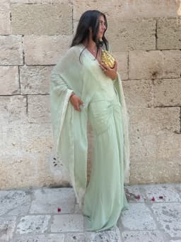 Women Elegant Green Lace V Neck Maxi Dress Flare Wide Sleeve Cover Up Ruched Bodycon Gown Evening Formal Party Vacation Wear New