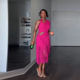 Women's Summer Trend Sexy Fringe Pure Color Skirt Irregular Cut Backless Sleeveless Party Dresses Stylish Date Club Evening Gown