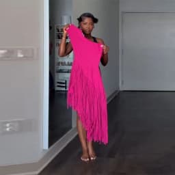 Women's Summer Trend Sexy Fringe Pure Color Skirt Irregular Cut Backless Sleeveless Party Dresses Stylish Date Club Evening Gown