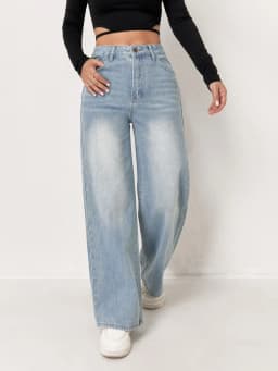 Jeans For Woman Y2k Clothes Light Blue Wide Leg Denim Pants Loose Fashion Simple Stretch Free Four Seasons Popular Casual