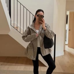 Women's Jacket 2026 Vintage Plaid Waist-Cinched Stand Collar Long Sleeve Loose Fit New Casual Street Elegant Women's Coat
