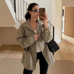 Women's Jacket 2026 Vintage Plaid Waist-Cinched Stand Collar Long Sleeve Loose Fit New Casual Street Elegant Women's Coat