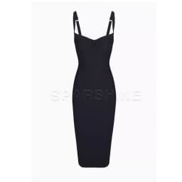 Sexy Leopard Print Dress Women's Sleeveless Fitted Stretch Bodycon Mid-Calf Dress Clubwear Evening Party Dresses