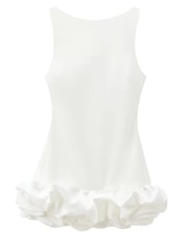 HXAO White Short Dress Women's Ruffle Backless Party Dresses Black Red Sleeveless Bodycon Mini Dress Woman Summer Sexy Vestidos