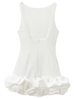 HXAO White Short Dress Women's Ruffle Backless Party Dresses Black Red Sleeveless Bodycon Mini Dress Woman Summer Sexy Vestidos