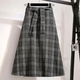 Plaid Striped Vintage A-line High Waist Buttons Lace Up Loose Women's Skirt Mid-Calf Long Skirts For Women Clothing Fashion 2024