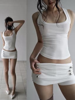 Weird Puss Double-Breasted Decoration Short Women Folds Elastic Waist High Elasticity Hottie Midnight Summer Fashion Streetwear