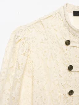 BSAY French Vintage Floral Lace Cropped Jacket Mandarin Collar Frog Knot Buttons Puff Long Sleeve Slim Retro Outerwear For Women