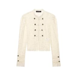 BSAY French Vintage Floral Lace Cropped Jacket Mandarin Collar Frog Knot Buttons Puff Long Sleeve Slim Retro Outerwear For Women