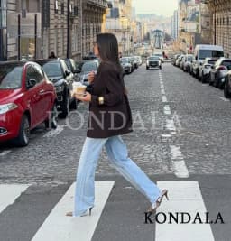 KONDALA Elegant Commute Double-breasted Blazer Women Vintage Brown Buttons Blazer 2026 Spring Summer Trendy Office Lady Blazer