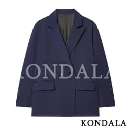KONDALA Elegant Commute Double-breasted Blazer Women Vintage Brown Buttons Blazer 2026 Spring Summer Trendy Office Lady Blazer