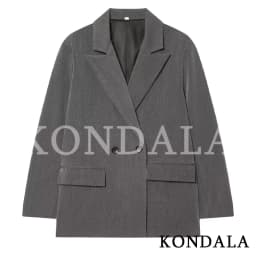 KONDALA Elegant Commute Double-breasted Blazer Women Vintage Brown Buttons Blazer 2026 Spring Summer Trendy Office Lady Blazer
