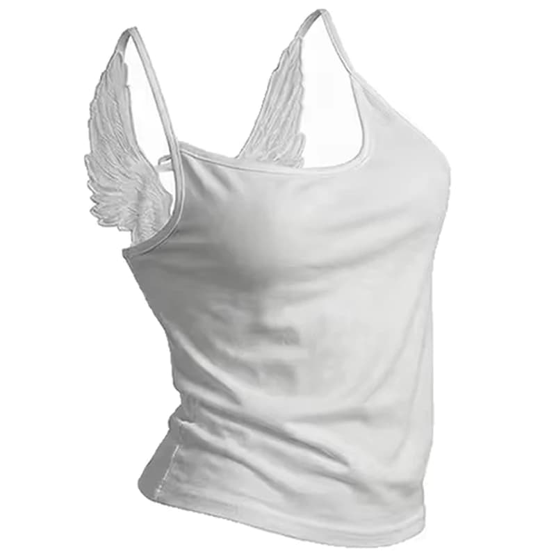 Y2k Women Summer Goth Print Sweet Tank Top Harajuku Sleeveless Crop Off Shoulder Strap Camisole Baby Tees Vest 2000s Clothes