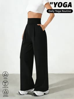 New High Waist Yoga Pants for Women Tummy Control Leggings Stretchy Soft Workout Wide Leg Pants Comfortable Casual Pants