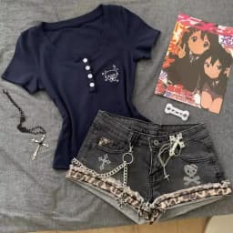 Y2k Vintage Denim Shorts Fashionable Kpop Hot Pants 2000s Women Clothes Harajuku Streetwear Chic Trendy Patchwork Jeans Shorts
